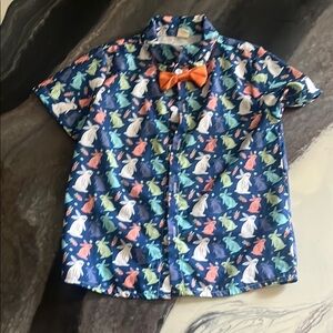 Kids Colorful Animal Print Shirt with Bow Tie